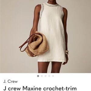 J crew Maxine crochet-trim shift dress in linen